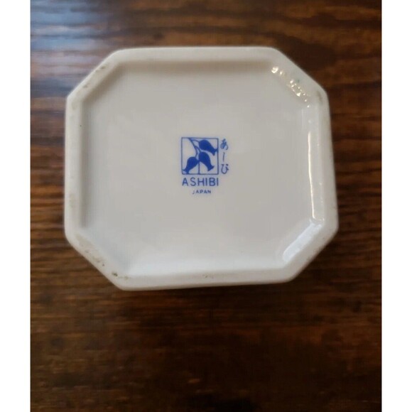 Ashibi Japan Porcelain Trinket Jewelry Box Lid Floral Blue White Vintage Small - Picture 10 of 11